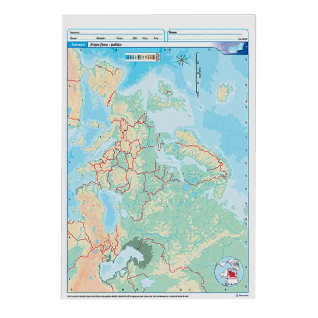 MAPA N*5 DIVISION POLITICA EUROPA  COLOR   FISICO MPOLITICO